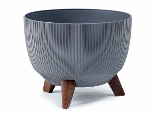 Maceta "ROMA ECO MADERA" color gris 33 × 18 cm · plástico