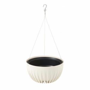 Maceta colgante "MIRA" color crema 30 × 15 cm · plástico