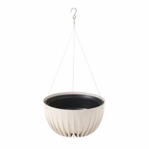 Maceta colgante "MIRA ECO MADERA" color blanco 24 × 14 cm · plástico