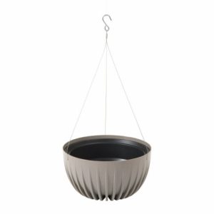 Maceta colgante "MIRA ECO MADERA" color gris 24 × 14 cm · plástico