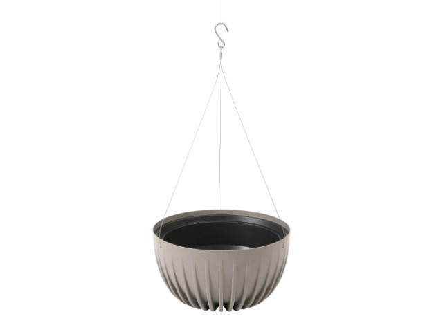 Maceta colgante "MIRA ECO MADERA" color gris 24 × 14 cm · plástico