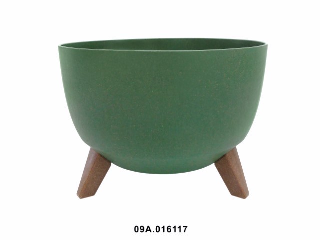 Maceta "ROMA ECO MADERA" color verde bosque 33 cm · plástico