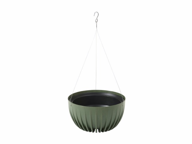 Maceta colgante "MIRA ECO MADERA" color verde 30 × 15 cm · plástico