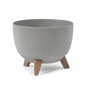 Maceta "ROMA ECO MADERA JUMPER" color gris 47 × 22 cm · plástico