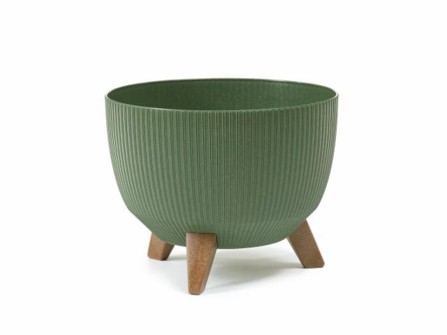 Maceta "ROMA ECO MADERA JUMPER" color verde 47 × 22 cm · plástico