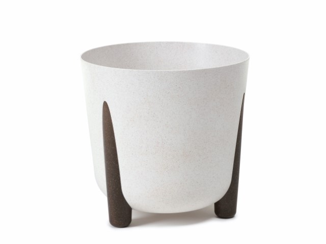 Maceta con pies "FRIDA ECO MADERA" color blanco 26 cm · plástico