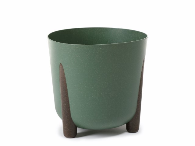 Maceta con pies "FRIDA ECO MADERA" color verde oscuro 26 cm · plástico