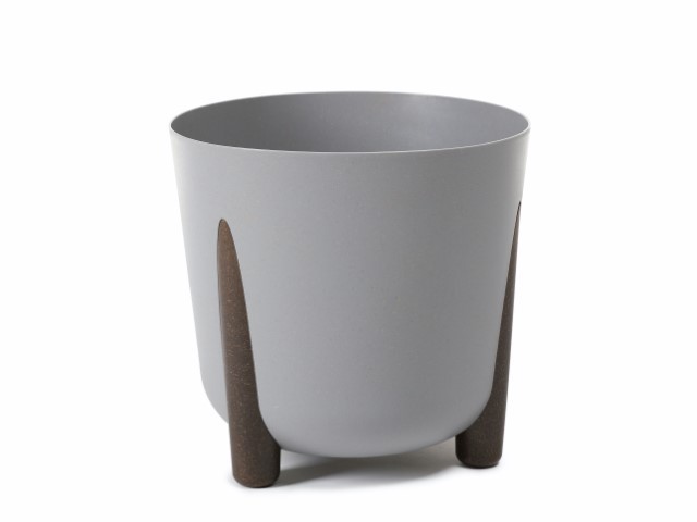 Maceta con pies "FRIDA ECO MADERA" color gris 30 cm · plástico