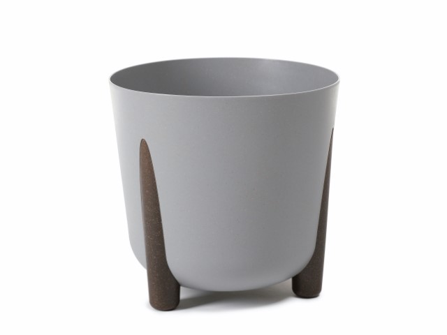 Maceta con pies "FRIDA ECO MADERA" color gris 34 cm · plástico