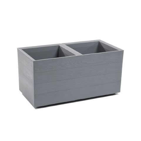 Maceta "KARO ECO WOOD" color gris 80 × 40 × 39 cm · plástico