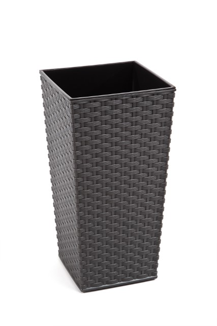 Maceta "RATTAN" color grafito 35 × 35 × 68 cm · plástico