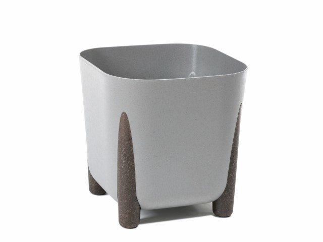 Maceta "FRIDA ECO MADERA" color gris 36 × 36 cm · plástico