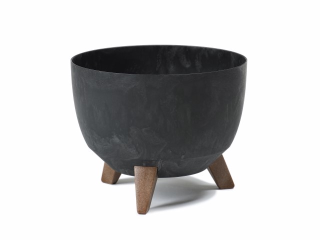 Maceta con pies "ROMA ECO RECICLADO" color negro 24 × 15 cm · plástico
