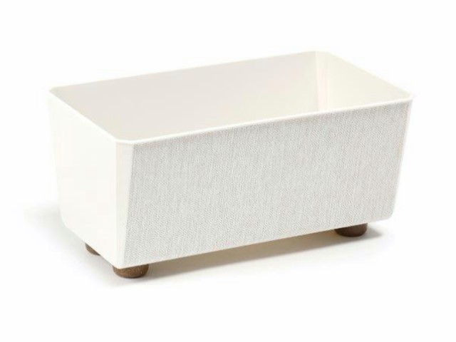 Jardinera "SAGA TEXTIL" color crema 28 × 16 × 13 cm · plástico