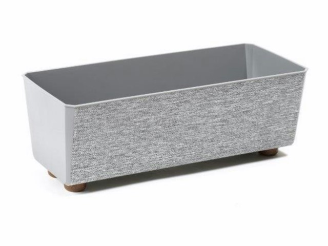 Jardinera "SAGA TEXTIL" color gris 37 × 16 × 13 cm · plástico
