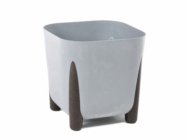 Maceta "SQUARE FRIDA ECO REC" efecto cemento color gris 20 × 20 cm · plástico