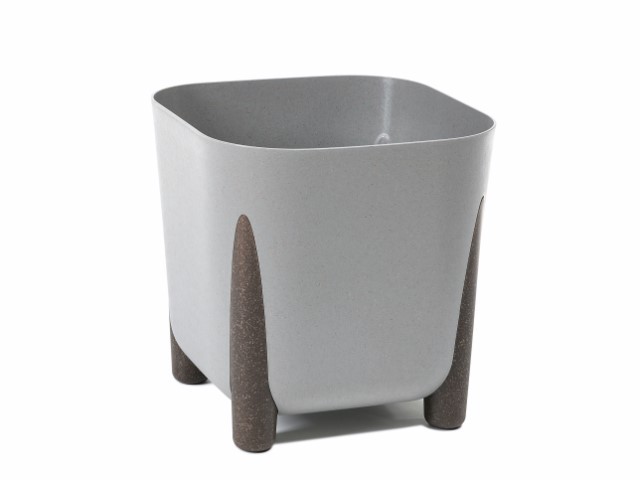 Maceta "SQUARE FRIDA ECO MADERA" color gris 20 × 20 cm · plástico