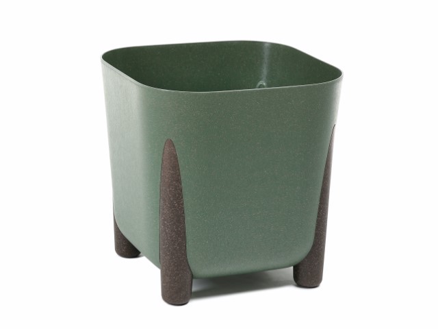 Maceta "SQUARE FRIDA ECO MADERA" color verde oscuro 20 × 20 cm · plástico
