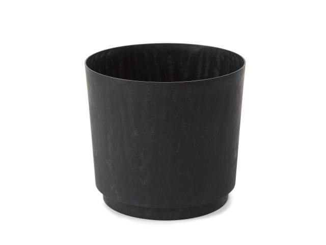 Maceta "AURA" efecto cemento color negro 38 cm · plástico reciclado