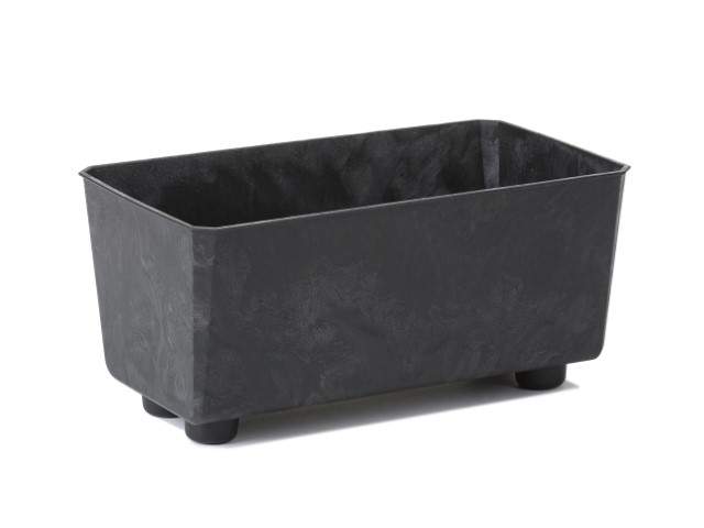 Jardinera "SAGA" efecto cemento color negro 28 × 17 cm · plástico reciclado
