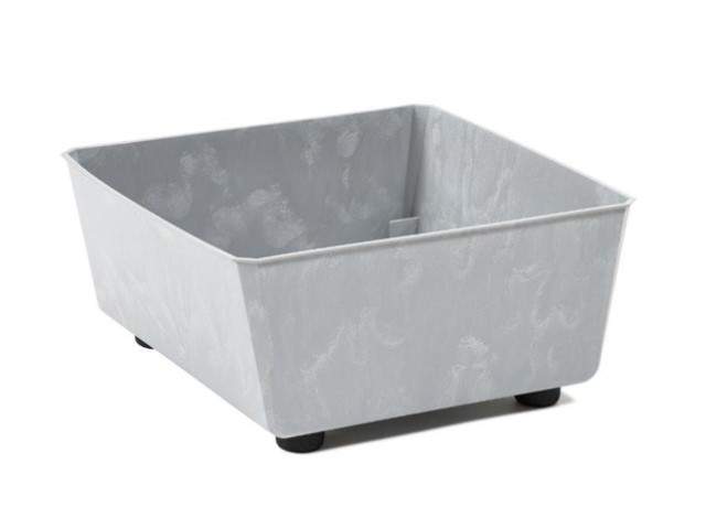 Jardinera "SAGA" efecto cemento color gris 28 × 28 cm · plástico reciclado