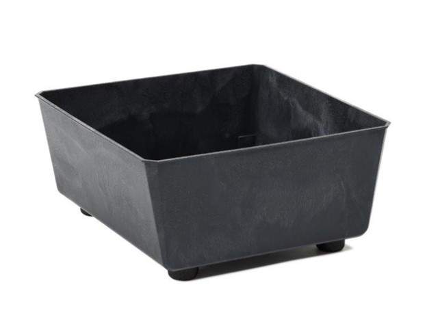 Jardinera "SAGA" efecto cemento color negro 28 × 28 cm · plástico reciclado