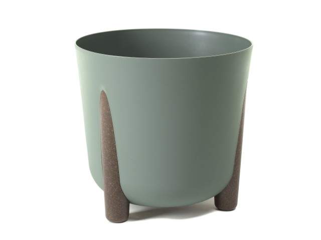 Maceta redonda "FRIDA" color gris verde 26 cm · plástico reciclado