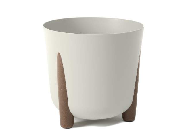 Maceta redonda "FRIDA" color beige 26 cm · plástico reciclado