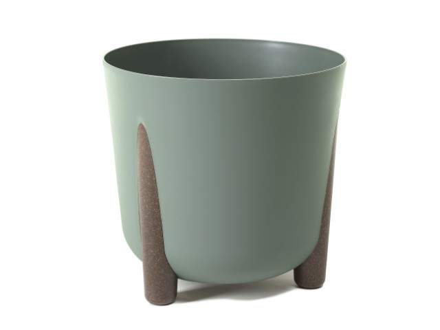 Maceta redonda "FRIDA" color gris verde 30 cm · plástico reciclado