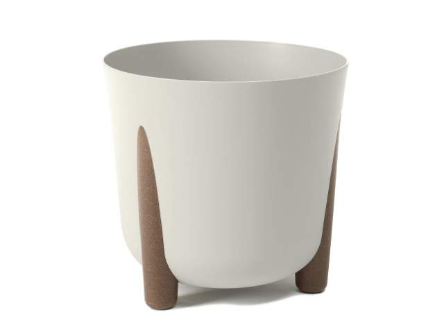 Maceta redonda "FRIDA" color beige 30 cm · plástico reciclado
