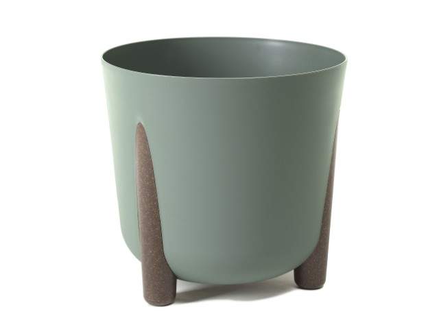 Maceta redonda "FRIDA" color gris verde 34 cm · plástico reciclado