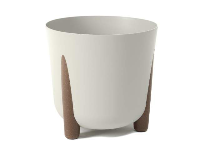 Maceta redonda "FRIDA" color beige 34 cm · plástico reciclado