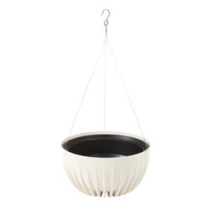 Maceta colgante "MIRA ECO RECICLADO" color crema 24 × 23 cm · plástico