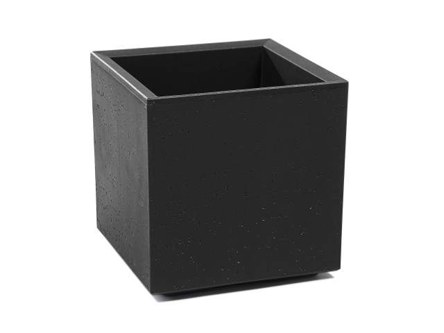 Maceta "KARO" efecto cemento color negro 30 × 30 × 30 cm · plástico reciclado