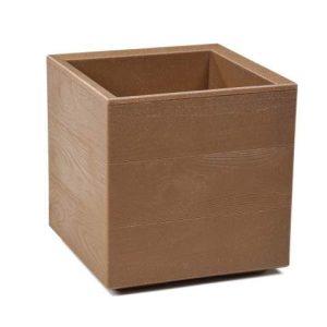 Maceta "KARO" acabado madera natural 30 × 30 × 30 cm · plástico