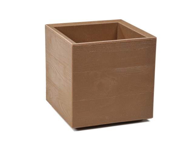 Maceta "KARO" acabado madera natural 30 × 30 × 30 cm · plástico