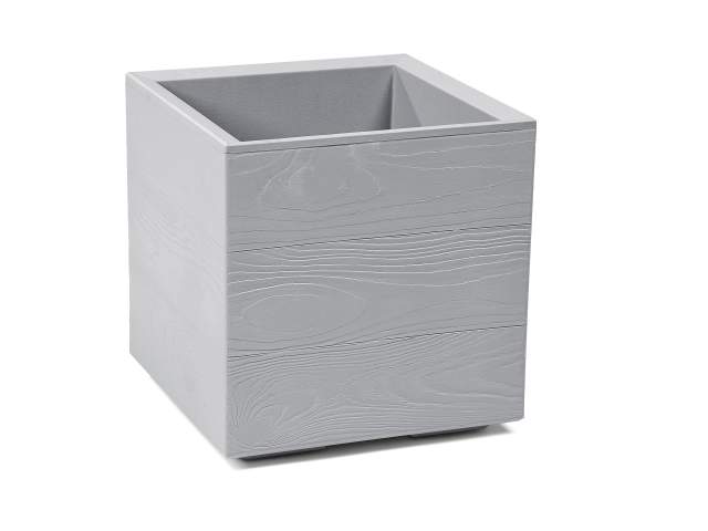Maceta "KARO" color gris 30 × 30 × 30 cm · plástico reciclado