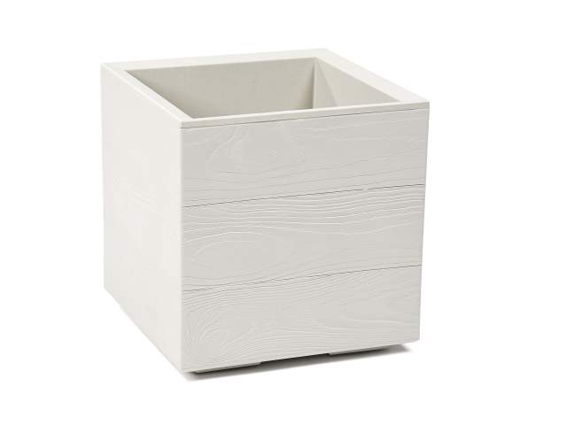 Maceta "KARO" color crema 30 × 30 × 30 cm · plástico reciclado