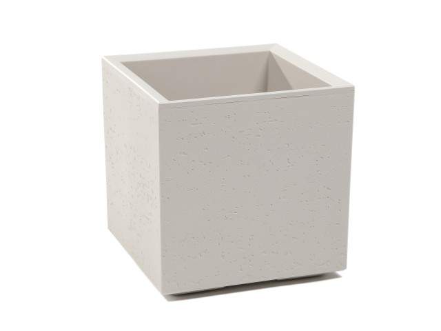 Maceta "KARO" efecto cemento color beige 30 × 30 × 30 cm · plástico reciclado