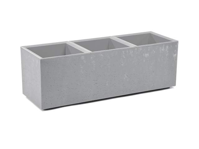 Maceta "KARO" efecto cemento color gris 90 × 30 × 30 cm · plástico reciclado