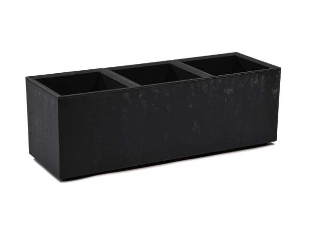 Maceta "KARO" efecto cemento color negro 90 × 30 × 30 cm · plástico reciclado