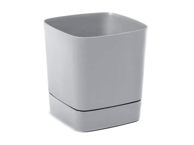 Maceta con plato "CLIMA" color gris 16 × 16 cm · plástico