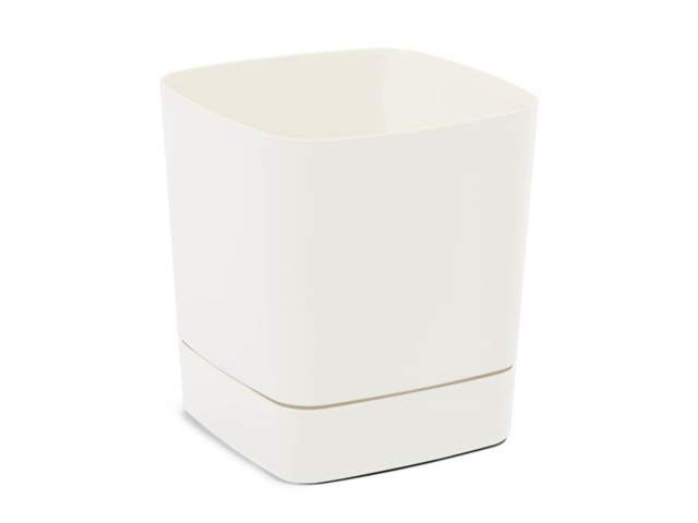 Maceta con plato "CLIMA" color crema 16 × 16 cm · plástico reciclado
