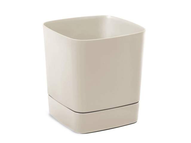 Maceta con plato "CLIMA" color beige 19 × 19 cm · plástico reciclado