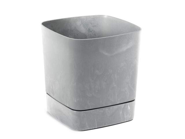 Maceta con plato "CLIMA" color gris efecto cemento 25 × 25 cm · plástico