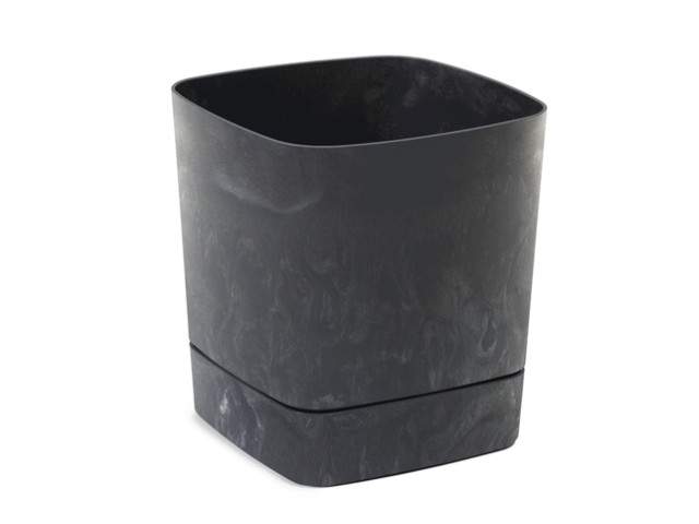 Maceta con plato "CLIMA" color negro efecto cemento 25 × 25 cm · plástico