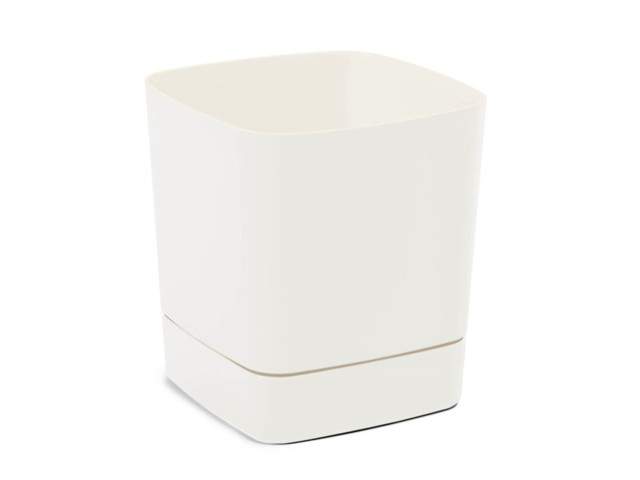 Maceta con plato "CLIMA" color crema 25 × 25 cm · plástico reciclado