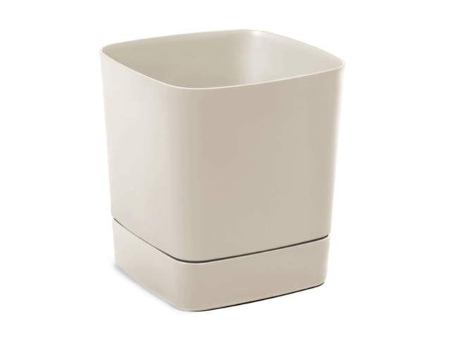 Maceta con plato "CLIMA" color beige 25 × 25 cm · plástico reciclado