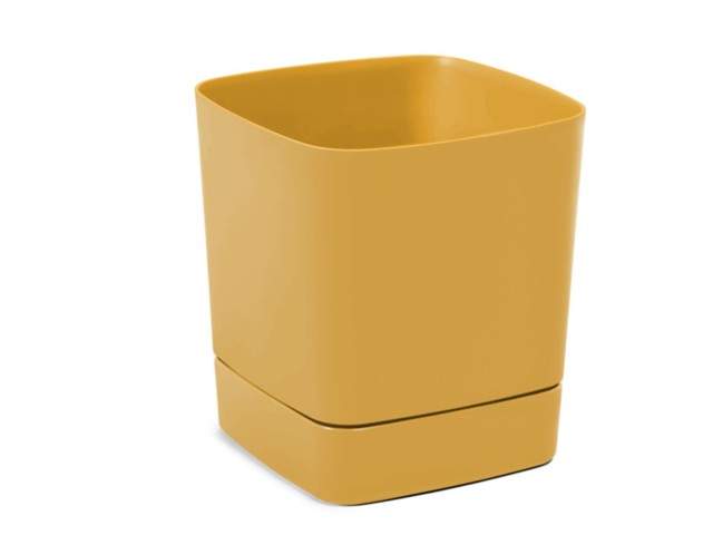 Maceta con plato "CLIMA" color mostaza 30 × 30 cm · plástico