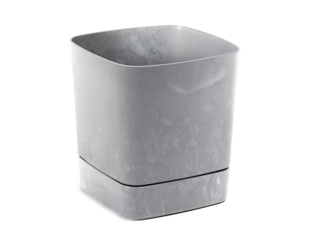 Maceta con plato "CLIMA" color gris efecto cemento 30 × 30 cm · plástico